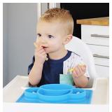 Nuby Sure Grip Monkey Silicone Placemat, Blue , 5"