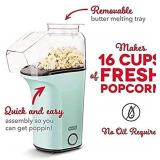 Dash Hot Air Popcorn Popper Maker with Measuring Cup to Portion Popping Corn Kernels + Melt Butter, Aqua