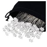 eBoot 40 Pack Flower Crystal Rhinestone Hair Pins with a Storage Bag for Bridal Wedding Hair Accessories (White)