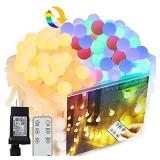 Camping String Lights Waterproof, 65.67ft 150 Led with Rf Remote Plug in Outdoor String Lights , 3 Color Changing in 1 Patio Colorful Lights, Globe String Lights for Decor Holiday Party Yard Garden