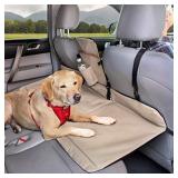 Kurgo Dog Backseat Bridge Car Extender | Seat Bridge for Dogs | Reversible | Water Resistant | Universal Fit | Cup Holder & Pocket | Up to 100 lbs | Black/Hampton Sand Khaki