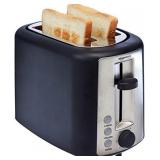 Amazon Basics 2 Slice, Extra-Wide Slot Toaster with 6 Shade Settings, Black