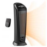 Lasko 1500W Ceramic Tower Space Heater with Remote, CT22410, Black