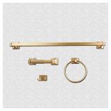 SENTO Cellar Classic Bathroom Accessories Set, Heavy Duty Metal Bath Hardware Set Wall Mounted, Includes Robe Hook, Standard Toilet Paper Holder, Towel Ring, 24â Towel Bar (4-Piece, Satin Brass)