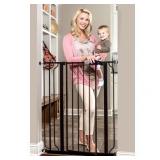 Regalo Easy StepÂ® Extra Tall Walk Thru Baby Gate, Bonus Kit, Includes 4-Inch Extension Kit, 4 Pack of Pressure Mount Kit and 4 Pack of Wall Cups and Mounting Kit, Black