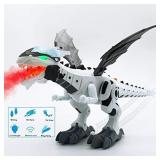 Walking Dinosaur Toy for Kids | Robot Dinosaur Toy Walks with Water Mist Spray & Lights Up & Realistic Sounds, Great Electronic Dino Toy for Boys Girls Gifts 3-8 Year Old Birthday Holiday Gift Present