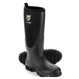 TIDEWE Rubber Boots for Men Multi-Season, Waterproof Rain Boots with Steel Shank, 6mm Neoprene Durable Rubber Outdoor Hunting Boots Realtree Edge Camo Size 11 (Black)