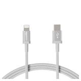 Amazon Basics iPhone Charger Cable, Nylon Braided USB-C to Lightning, MFi Certified, for Apple iPhones including 13, 12, 11 (All Models) - Silver, 6-Foot