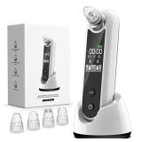 Eunon Blackhead Remover Vacuum - 2022 Upgraded Strong Suction Rechargeable Lightweight Pore Cleanser Acne Comedone Zit Pimple Extractor Sucker Tool with LCD Screen and Stand for Women Men (White)