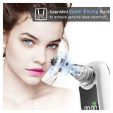 Eunon Blackhead Remover Vacuum - 2022 Upgraded Strong Suction Rechargeable Lightweight Pore Cleanser Acne Comedone Zit Pimple Extractor Sucker Tool with LCD Screen and Stand for Women Men (White)
