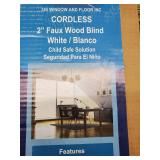 White Cordless Room Darkening 2 in. Faux Wood Blind for Window  25x 72