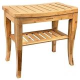 Greenco Waterproof Bamboo Shower Bench with Shelf, Wooden Spa Bath Stool, Indoor and Outdoor
