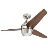 Honeywell Eamon 52" Modern Brushed Nickel Remote Control Ceiling Fan with Integrated LED Light, 3 Blade