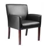 Boss Office Products Boss Mahogany Box Arm Guest Chair