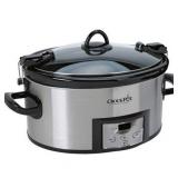 Crock-Pot 6 Quart Programmable Cook & Carry Slow Cooker with Digital Timer, Stainless Steel