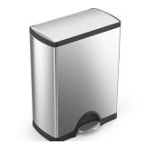 simplehuman 50 Liter Rectangular Step Can, Brushed Stainless Steel - Brushed Stainless Steel