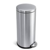 simplehuman 30 Liter / 8 Gallon Round Step Trash Can, Brushed Stainless Steel