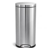 simplehuman 30 Liter / 8 Gallon Round Step Trash Can, Brushed Stainless Steel
