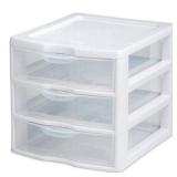 Sterilite, Small 3 Drawer Unit, White, Clear Drawers
