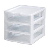 Sterilite, Small 3 Drawer Unit, White, Clear Drawers