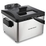 Hamilton Beach Professional Grade Electric Deep Fryer, 19 Cups / 4.5 Liters Oil Capacity, XL Frying Basket, Lid with View Window, 1800 Watts, Stainless Steel (35035)