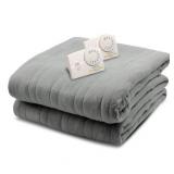 Biddeford Comfort Knit Electric Heated Blanket With Analog Controller, Queen, Steel Grey