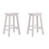 Solid Wood Saddle Counter Stool, Set of 2