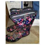 Womens Garden Rain Boot Wellies Half Calf Rubber Rainboots Floral Printed Waterproof for Women rain spot design footwear Farm boot