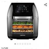 Chefman Multifunctional Digital Air Fryer+ Rotisserie, Dehydrator, Convection Oven, 17 Touch Screen Presets Fry, Roast, Dehydrate & Bake, Auto Shutoff, Accessories Included, XL 10L Family Size, Black