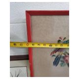 Lot of 2 Wall Decor Pieces. Colorful Cross Stitch Dove and Mountians Views over and Blue Ocean Scene