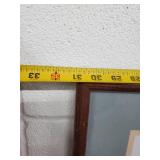 Lot of 2 Wall Decor Pieces. Colorful Cross Stitch Dove and Mountians Views over and Blue Ocean Scene