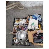 Pallet of Schlage Handles and Locks. PVC Piping fpr Under Sinks. Ratchet Bits and Socket Set. Plug Puller. Casters. .Grease Guns. Power Torch Ratchet Wrenches Nd More