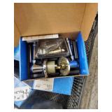 Pallet of Schlage Handles and Locks. PVC Piping fpr Under Sinks. Ratchet Bits and Socket Set. Plug Puller. Casters. .Grease Guns. Power Torch Ratchet Wrenches Nd More