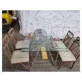 Elegant Metal Frames Glass Top Table. with 4 Chairs. Check Picture For More Details