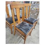 Lot of 4 Wooden Dining Chairs - Vinyl Seat Cushions