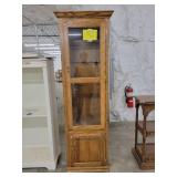 Oak Glass Front Gun Cabinet with Key