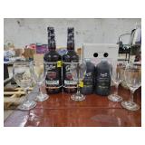Lot of Mixers and Wine Glasses - 5 Glasses / 4 Bottles of Mixers
