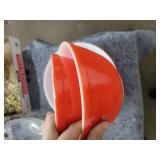 Lot of 3 Red Pyrex Mixing Bowls