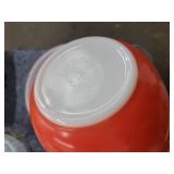 Lot of 3 Red Pyrex Mixing Bowls
