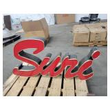 Red Suri Metal Sign
