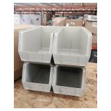 4 Hang and Stack Bin, Stone, 18 in Outside Length, 8 1/4 in Outside Width, 9 in Outside Height 1UGP1