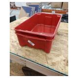 Stack and Nest Container, Red, 6 inH x 19 3/4 inL x 12 1/2 inW, 1EA 2TU13 DAMAGED