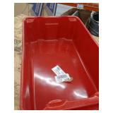 Stack and Nest Container, Red, 6 inH x 19 3/4 inL x 12 1/2 inW, 1EA 2TU13 DAMAGED