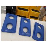 Set of 3 Rubbermaid Lid For Slim Jim Bottle Recycling Container, 20.38w X 11.38d X 2.75h, Blue, MODEL: 2692-88