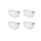 Rubbermaid Cleverstore 95 Quart Clear Plastic Storage Container & Lid, (4 Pack) DAMAGED lids are cracked and broken