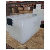 Rubbermaid Cleverstore 95 Quart Clear Plastic Storage Container & Lid, (4 Pack) DAMAGED lids are cracked and broken