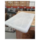 Rubbermaid Cleverstore 95 Quart Clear Plastic Storage Container & Lid, (4 Pack) DAMAGED lids are cracked and broken