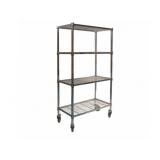 Wire Shelving Unit: 48 in x 24 in x 70 in, Dry, Split Sleeve, 4, (4) Swivel I