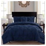 King-Navy- VCNY Carmen Pintuck 4-piece Comforter Set