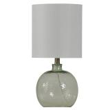 StyleCraft Clear Table Lamp - White Hardback Fabric Shade